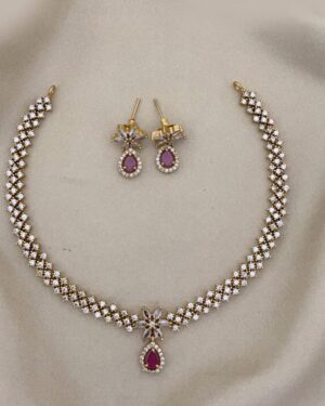 Pure Zirconian Diamond Necklace with Earrings, ORN30073