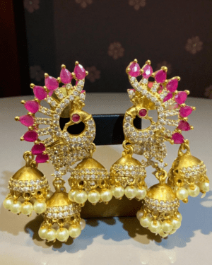 Pure Zirconian Diamond and Beads Earrings, ORN10085