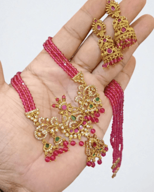 Kundan and Beads Temple Jewellery Set, ORN30107