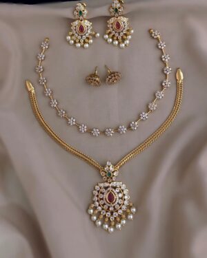 Pure Zirconian Diamond Necklace with Earrings Set (2 Sets), ORN30078