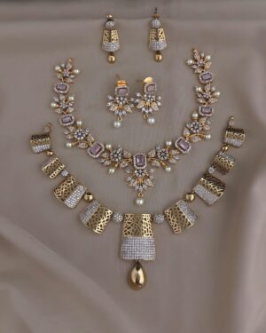 Pure Zirconian Diamond Necklace with Earrings Set (2 Sets), ORN10143