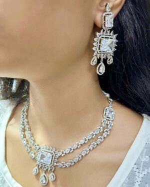 Pure Zirconian Diamond Necklace with Earrings, ORN10082