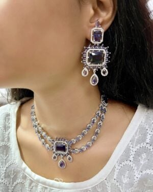 Pure Zirconian Diamond Necklace with Earrings, ORN10083
