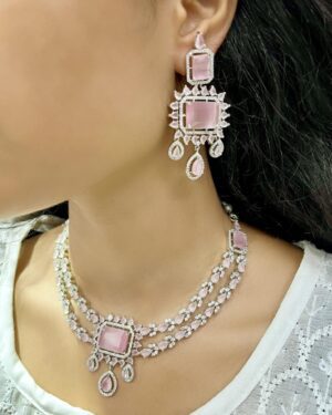 Pure Zirconian Diamond Necklace with Earrings, ORN10084