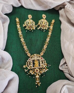 Pure Zirconian Diamond Temple Jewellery Set, ORN10087