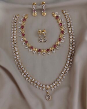 Pure Zirconian Diamond Necklace with Earrings Set (2 Sets), ORN10125