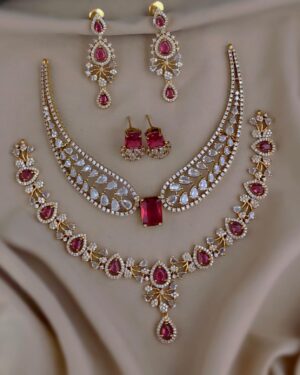 Pure Zirconian Diamond Necklace with Earrings Set (2 Sets), ORN10132