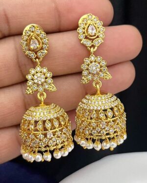 Pure Zirconian Diamond Jhumka Earrings, ORN20065
