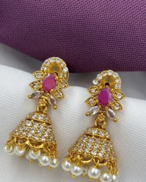 Pure Zirconian Diamond Jhumka Earrings, ORN20071