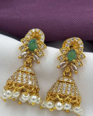 Pure Zirconian Diamond Jhumka Earrings, ORN20073