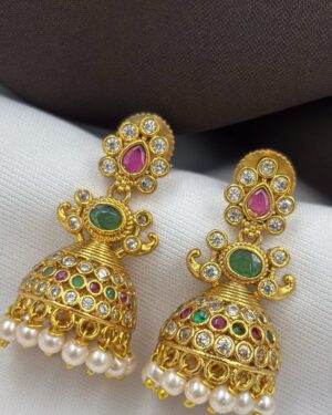 Pure Zirconian Diamond Jhumka Earrings, ORN20074
