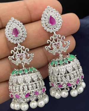 Pure Zirconian Diamond Jhumka Earrings, ORN20079