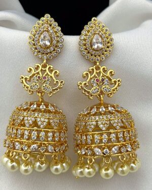 Pure Zirconian Diamond Jhumka Earrings, ORN20080
