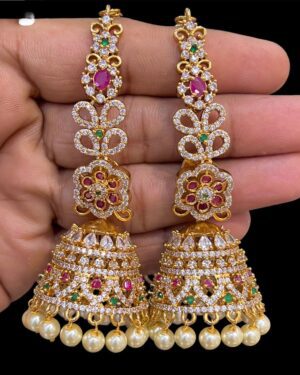 Long Pure Zirconian Diamond Jhumka Earrings, ORN20083