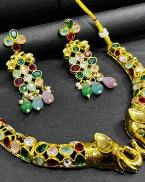 Rajwadi Kundan Necklace Set, ORN10256