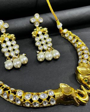 Rajwadi Kundan Necklace Set, ORN10262