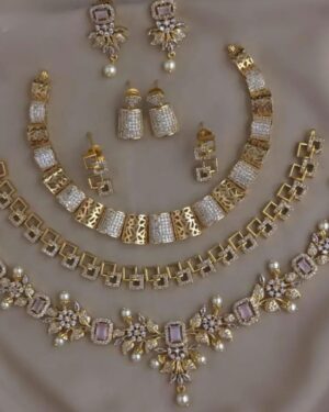 Pure Zirconian Diamond Necklace Set (3 Sets), ORN10412