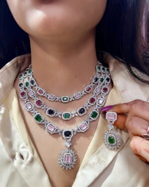 Pure Zirconian Diamond Necklace Set, ORN10495