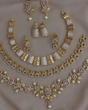 Pure Zirconian Diamond Necklace Set (3 Sets), ORN10587