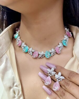 Pure Zirconian Diamond Necklace Set, ORN10747