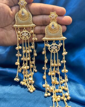 kundan Long Jhumka Earrings, ORN20413