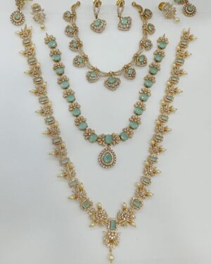 Temple Pure Zirconian Diamond Necklace Set (3 Sets), ORN30164