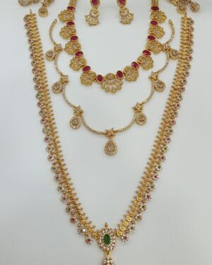 Temple Pure Zirconian Diamond Necklace Set (3 Sets), ORN30174