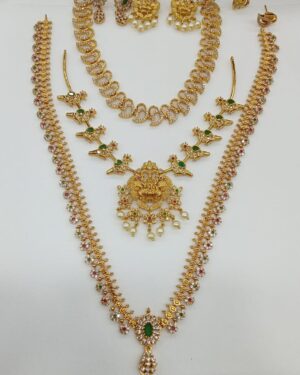 Temple Pure Zirconian Diamond Necklace Set (3 Sets), ORN30175