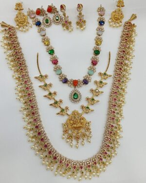 Temple Pure Zirconian Diamond Necklace Set (3 Sets), ORN30177