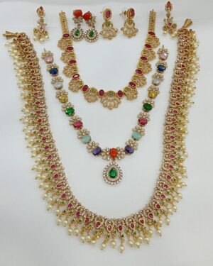 Pure Zirconian Diamond Necklace Set (3 Sets), ORN30178