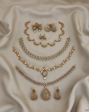 Pure Zirconian Diamond Necklace Set (4 Sets), ORN30186