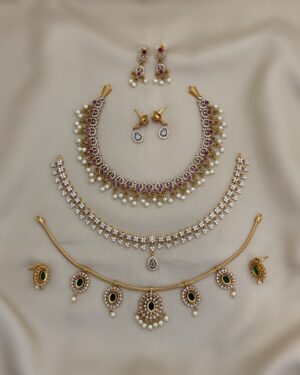 Pure Zirconian Diamond Necklace Set (3 Sets), ORN30252