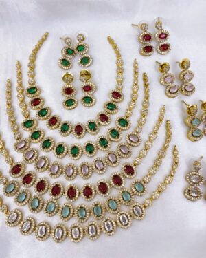 Pure Zirconian Diamond Necklace Set (6 Sets), ORN30575