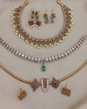 Pure Zirconian Diamond Necklace with Earrings Set (3 Sets), ORN31179