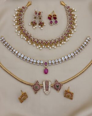 Pure Zirconian Diamond Necklace with Earrings Set (3 Sets), ORN31180