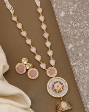 Rajwadi Kundan and Beads Necklace with Earrings, ORN31182