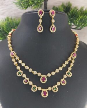 Pure Zirconian Diamond Necklace with Earrings Set, ORN31190