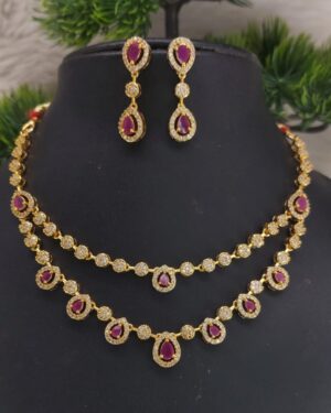 Pure Zirconian Diamond Necklace with Earrings Set, ORN31191