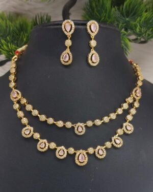 Pure Zirconian Diamond Necklace with Earrings Set, ORN31193