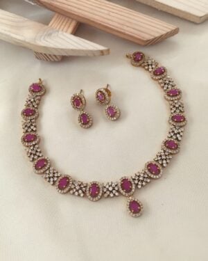 Pure Zirconian Diamond Necklace with Earrings Set, ORN31219