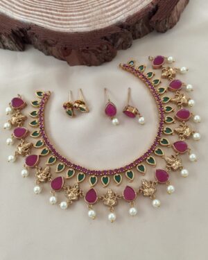 Temple Kundan Necklace with Earrings Set (2 Sets), ORN31224