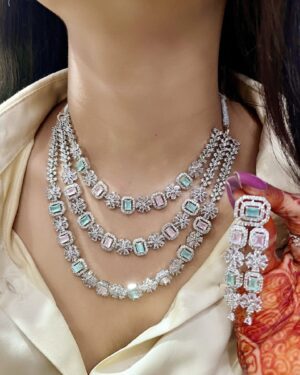 Pure Zirconian Diamond Necklace with Earrings Set, ORN31263