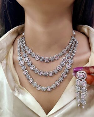 Pure Zirconian Diamond Necklace with Earrings Set, ORN31265