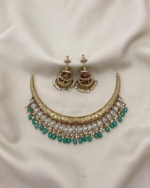 Pure Zirconian Diamond Kundan Necklace Set, ORN31345