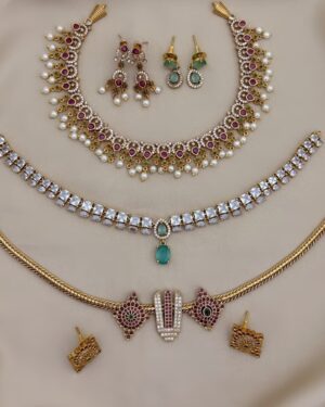 Pure Zirconian Diamond Necklace Set (3 Sets), ORN31363