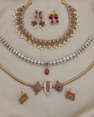 Pure Zirconian Diamond Necklace Set (3 Sets), ORN31364