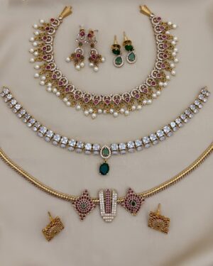 Pure Zirconian Diamond Necklace Set (3 Sets), ORN31367