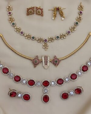 Pure Zirconian Diamond Necklace Set (3 Sets), ORN31368