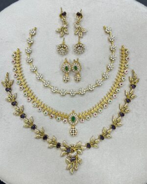 Pure Zirconian Diamond Necklace Set (3 Sets), ORN31400
