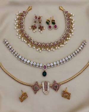 Pure Zirconian Diamond Necklace Set (3 Sets), ORN31406